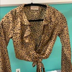 Printed crop tie crop top